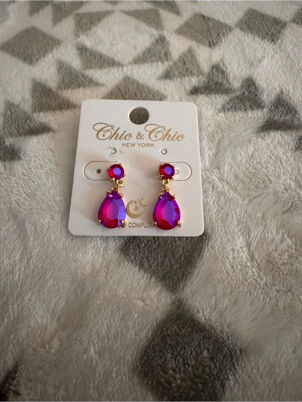 Fuchsia Teardrop Crystal Earrings